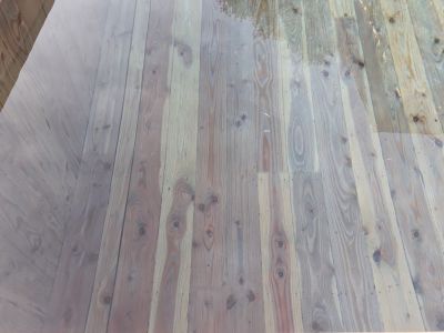 couleur du bois immergé avec traitement écologique UV et sel