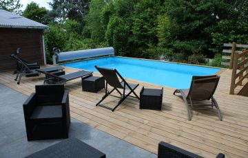 piscine bois DETENTE 6 x 3 m avec volet roulant