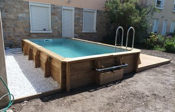 piscine bois DETENTE 5 x 2.5 m liner gris clair