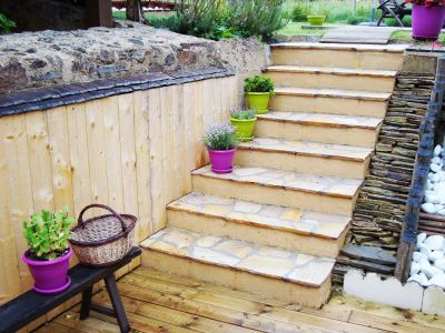 escalier en dalles quartzite jaune